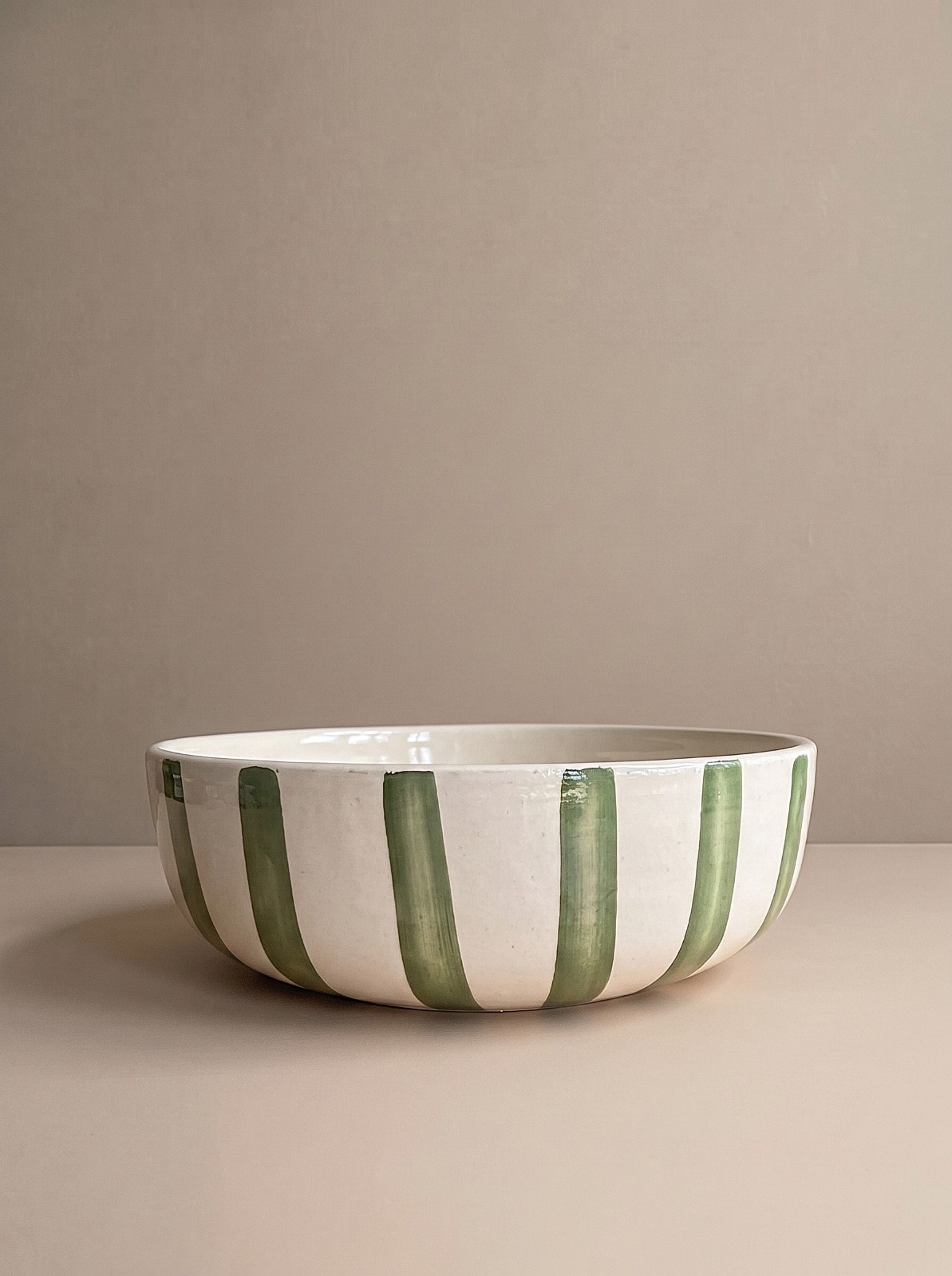 Saladier artisanal rayures vertes